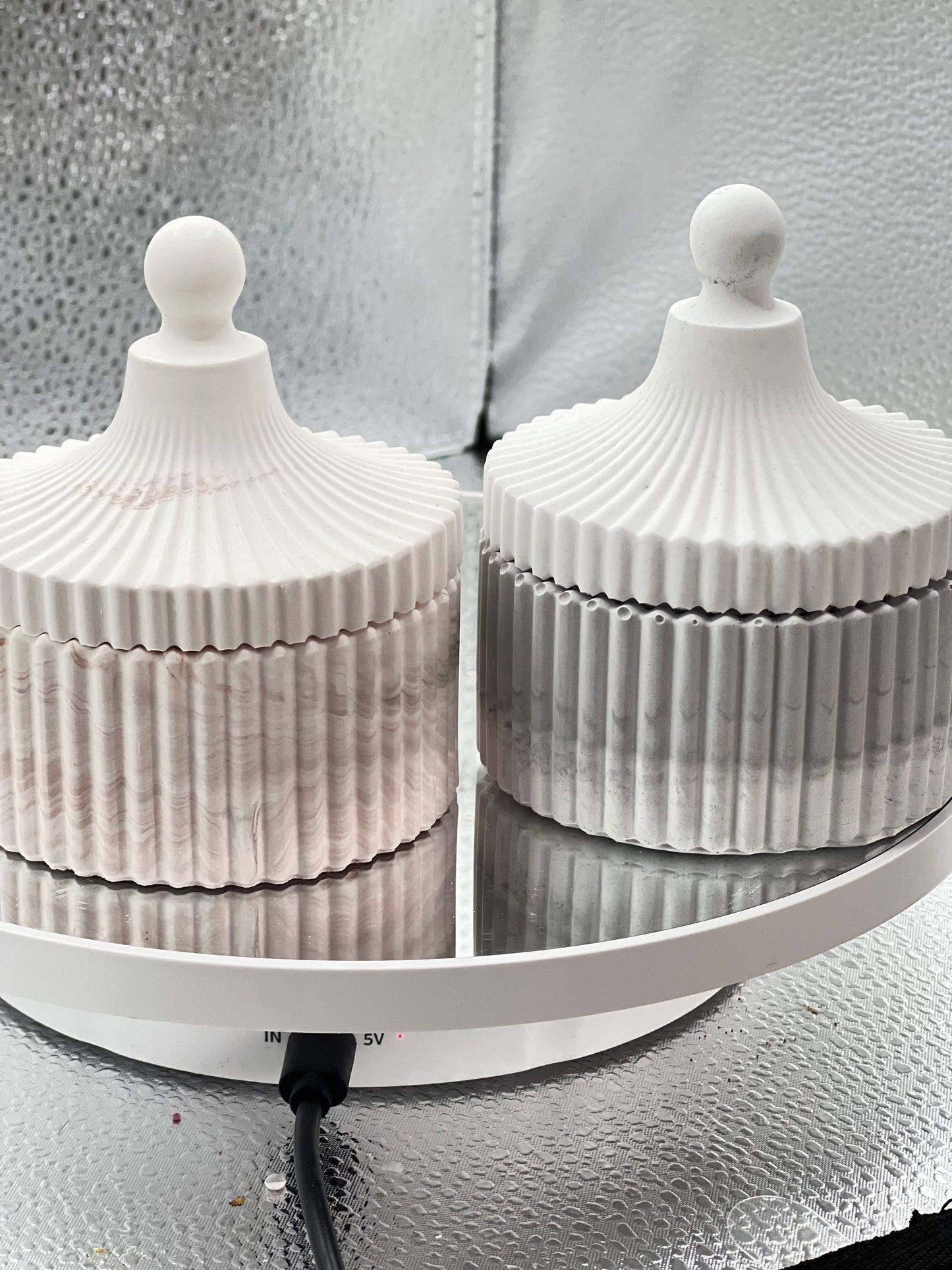 Concrete jar with decorative candle