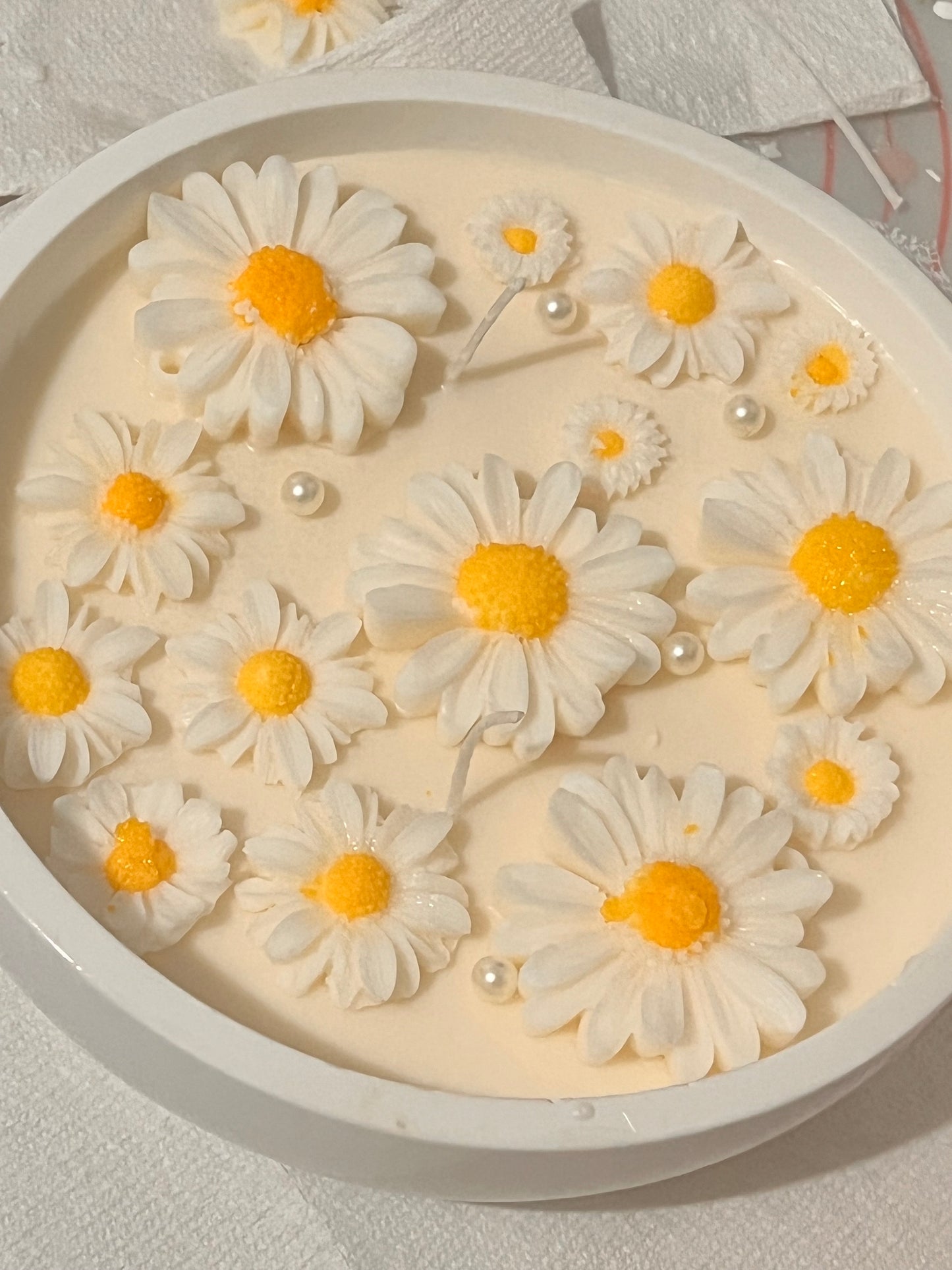 Daisy flower candle bowl