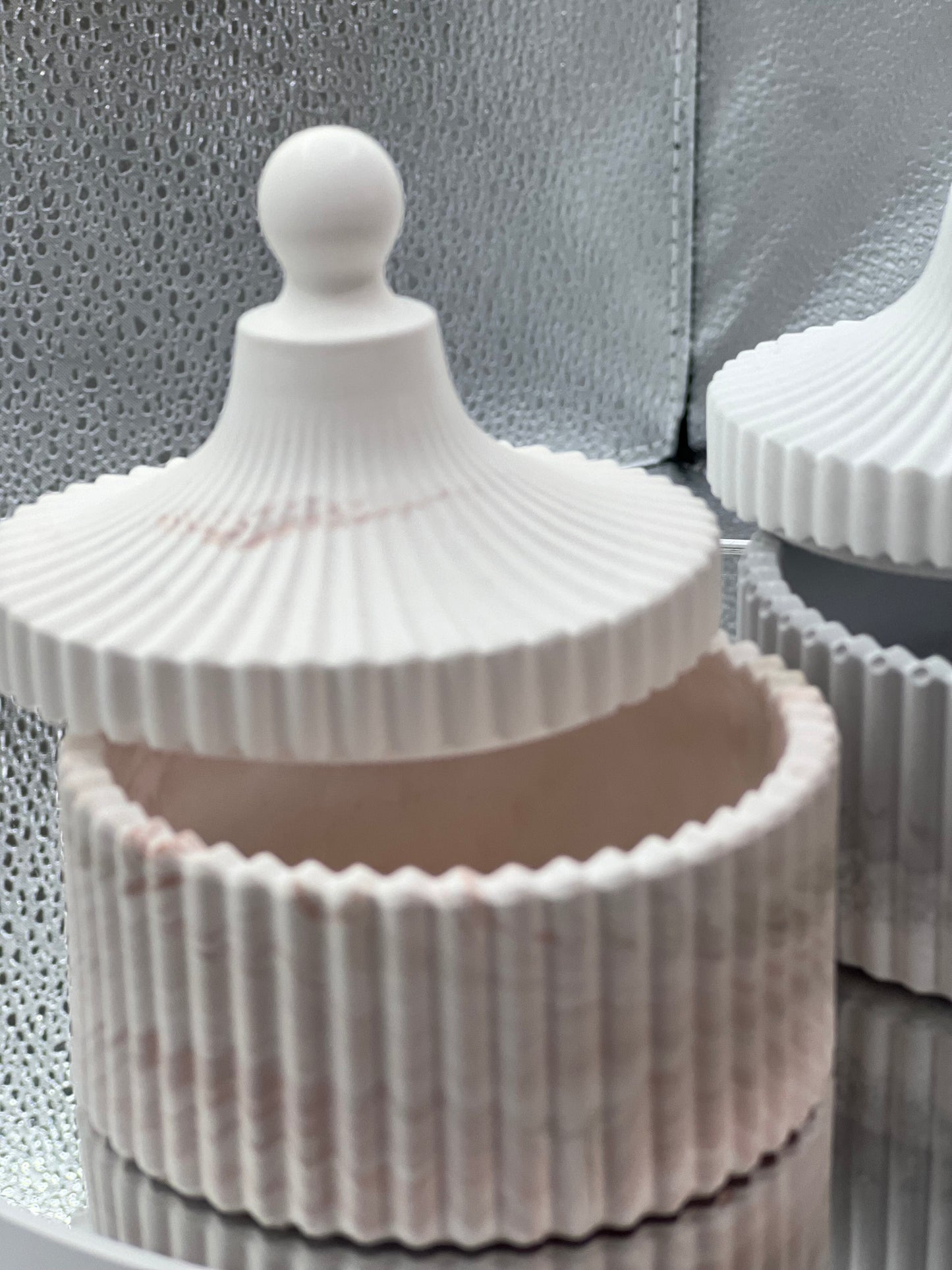 Concrete jar with decorative candle