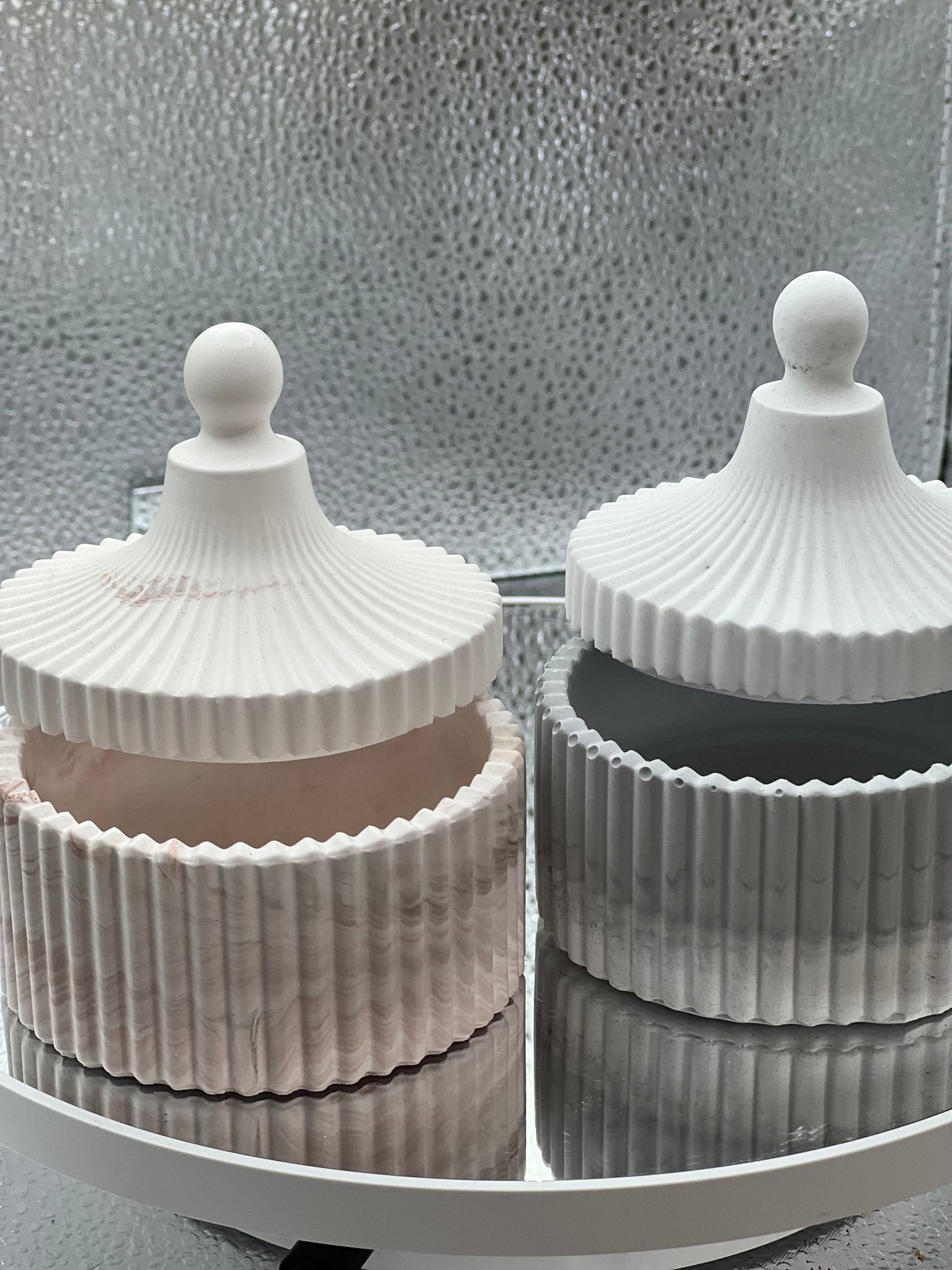 Concrete jar with decorative candle