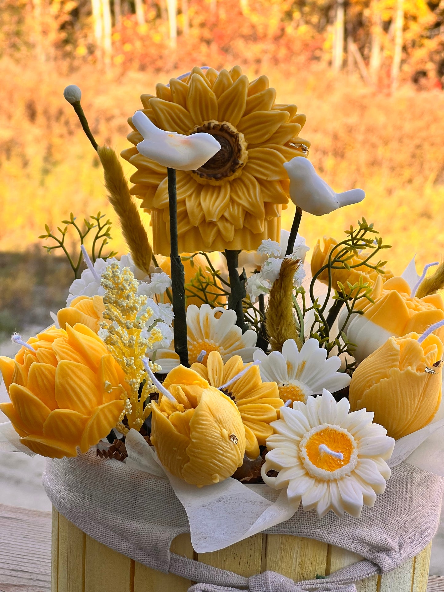 Sunflower candle bouquet