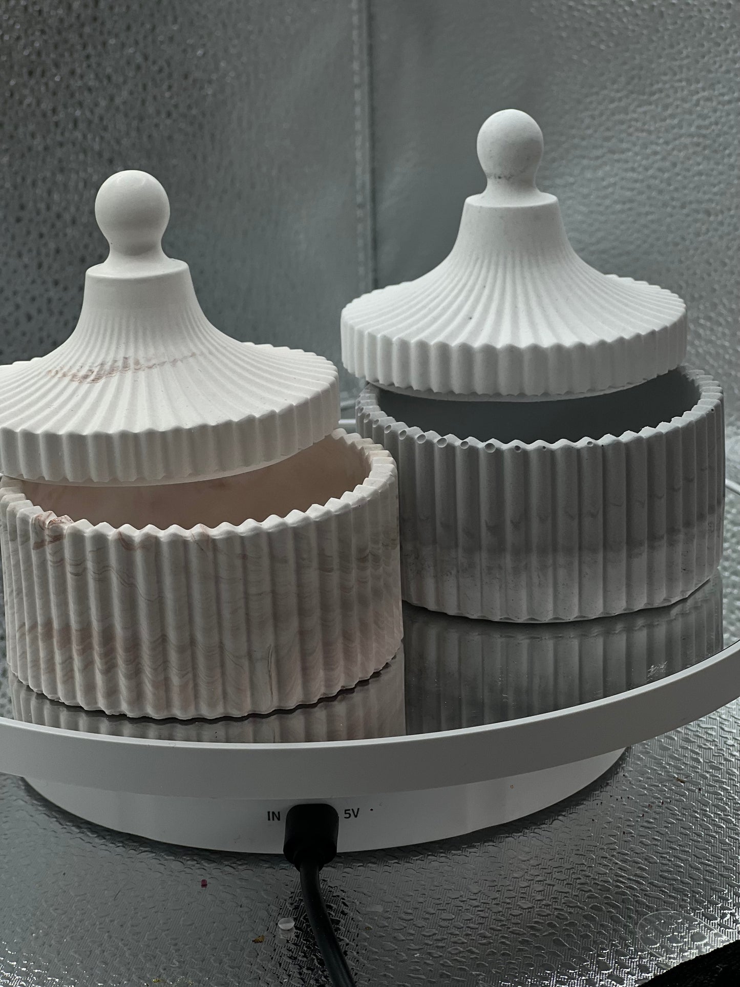 Concrete jar with decorative candle