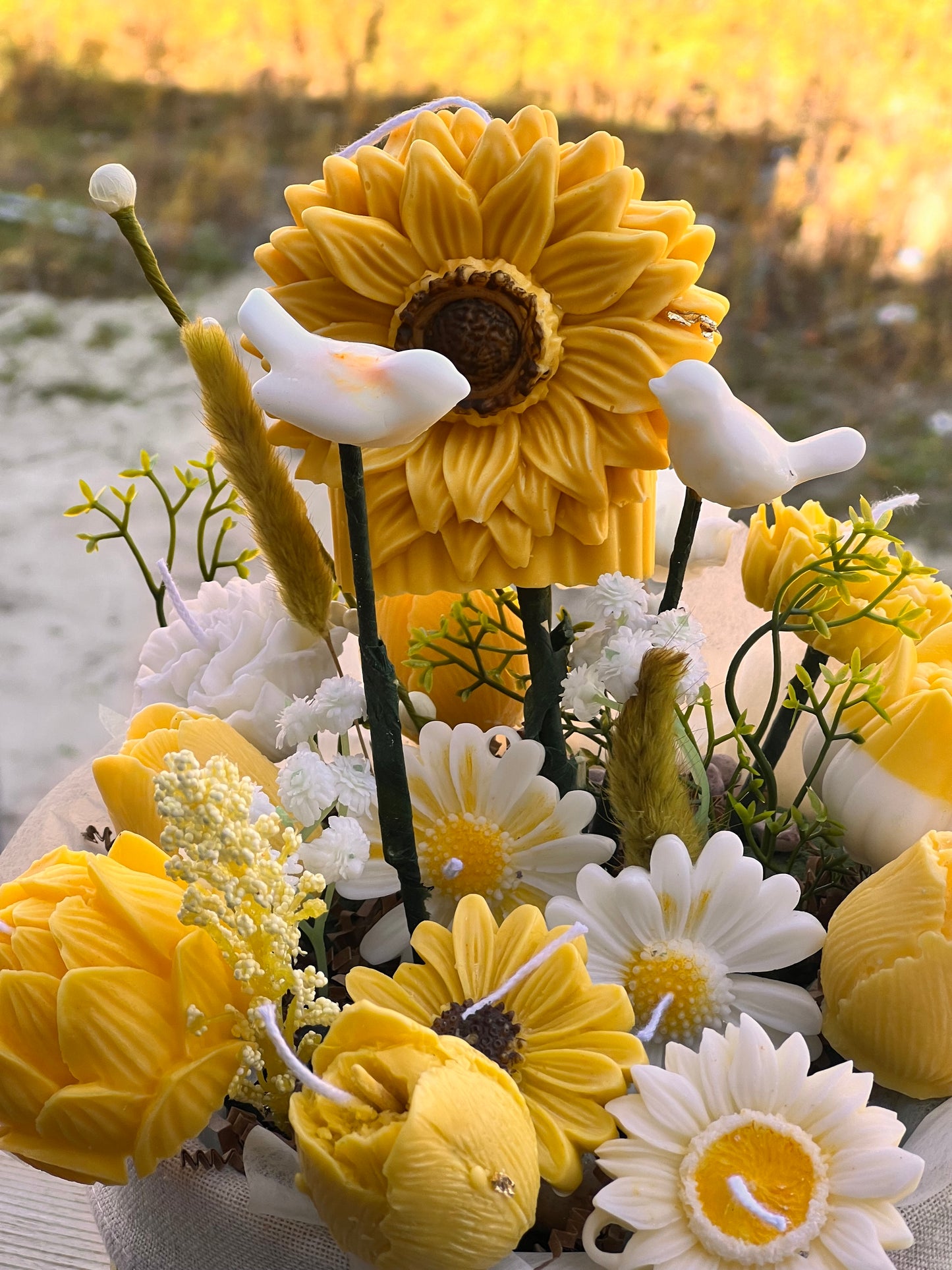 Sunflower candle bouquet