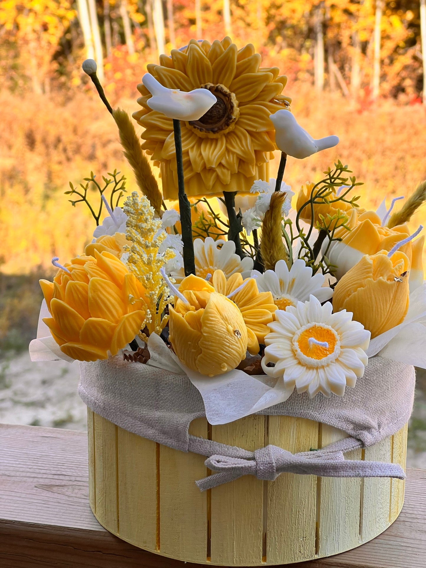 Sunflower candle bouquet