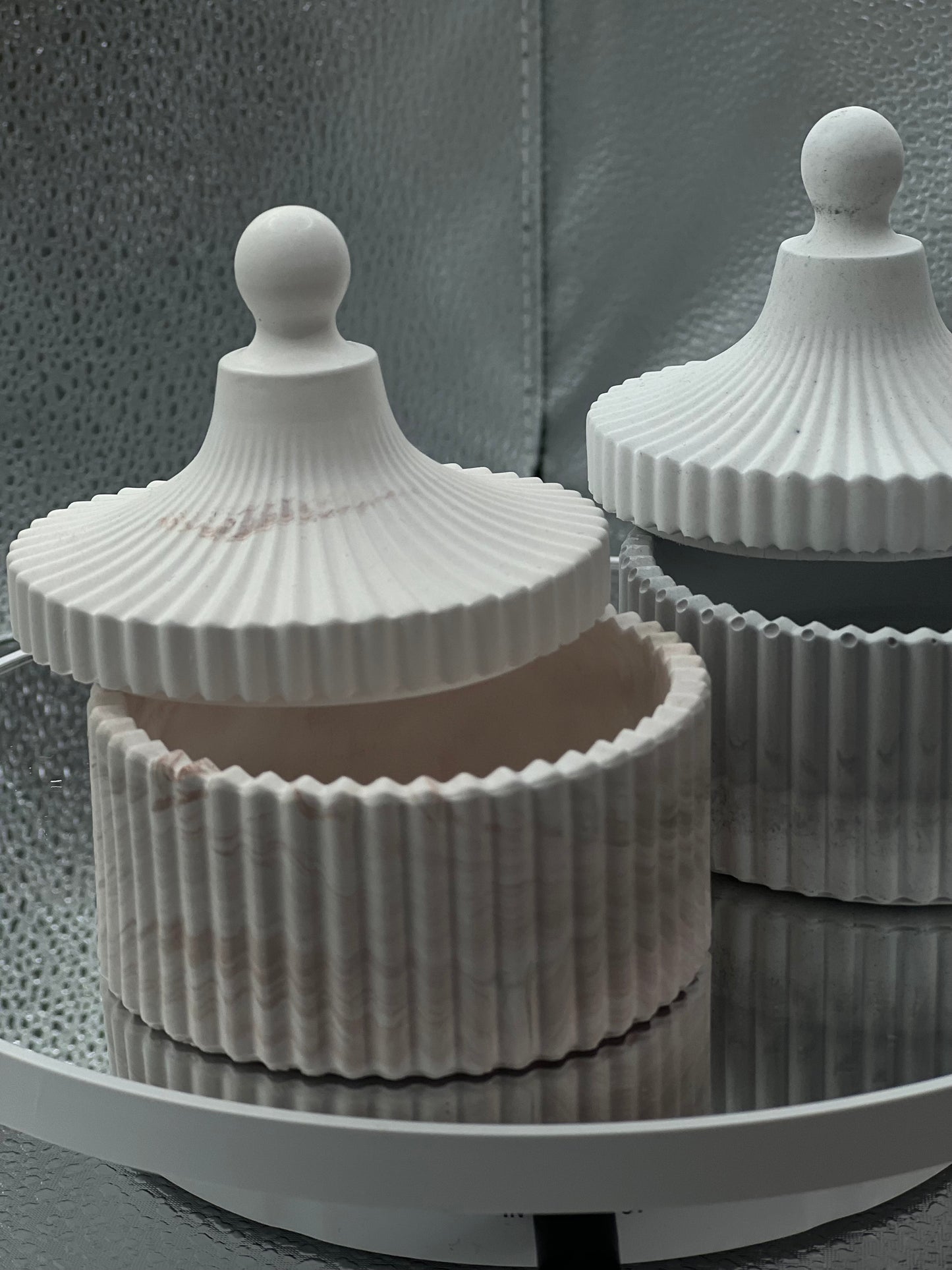 Concrete jar with decorative candle
