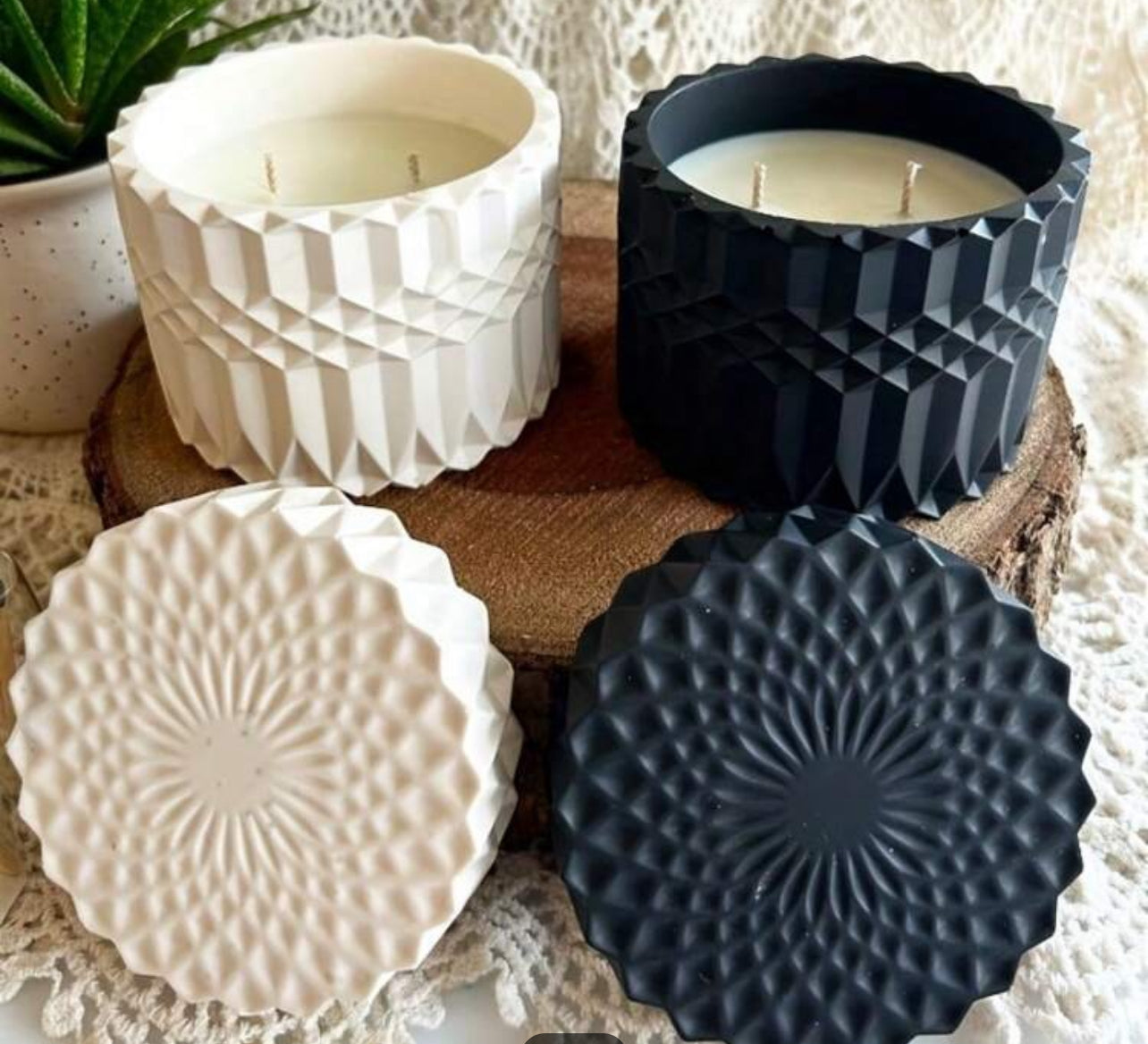 Concrete jar with candle
