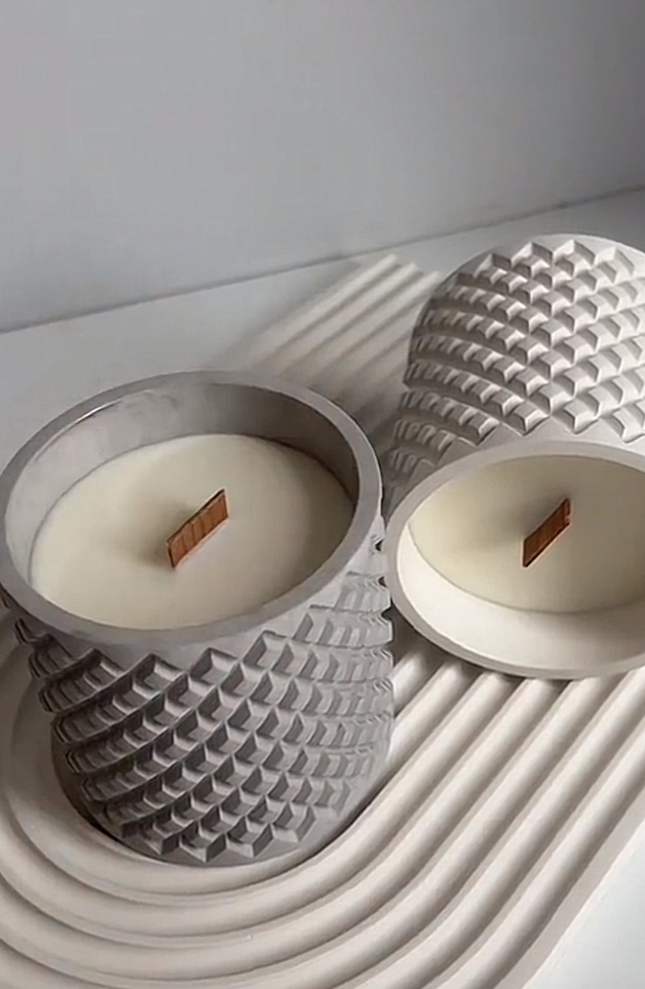 Concrete jar with candle