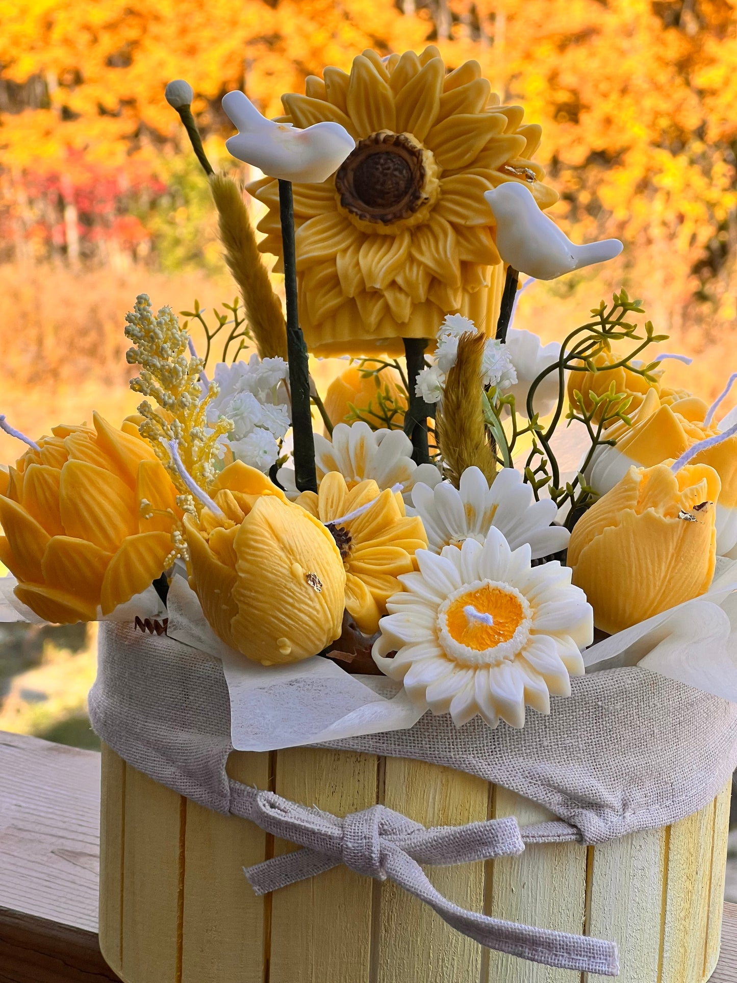 Sunflower candle bouquet