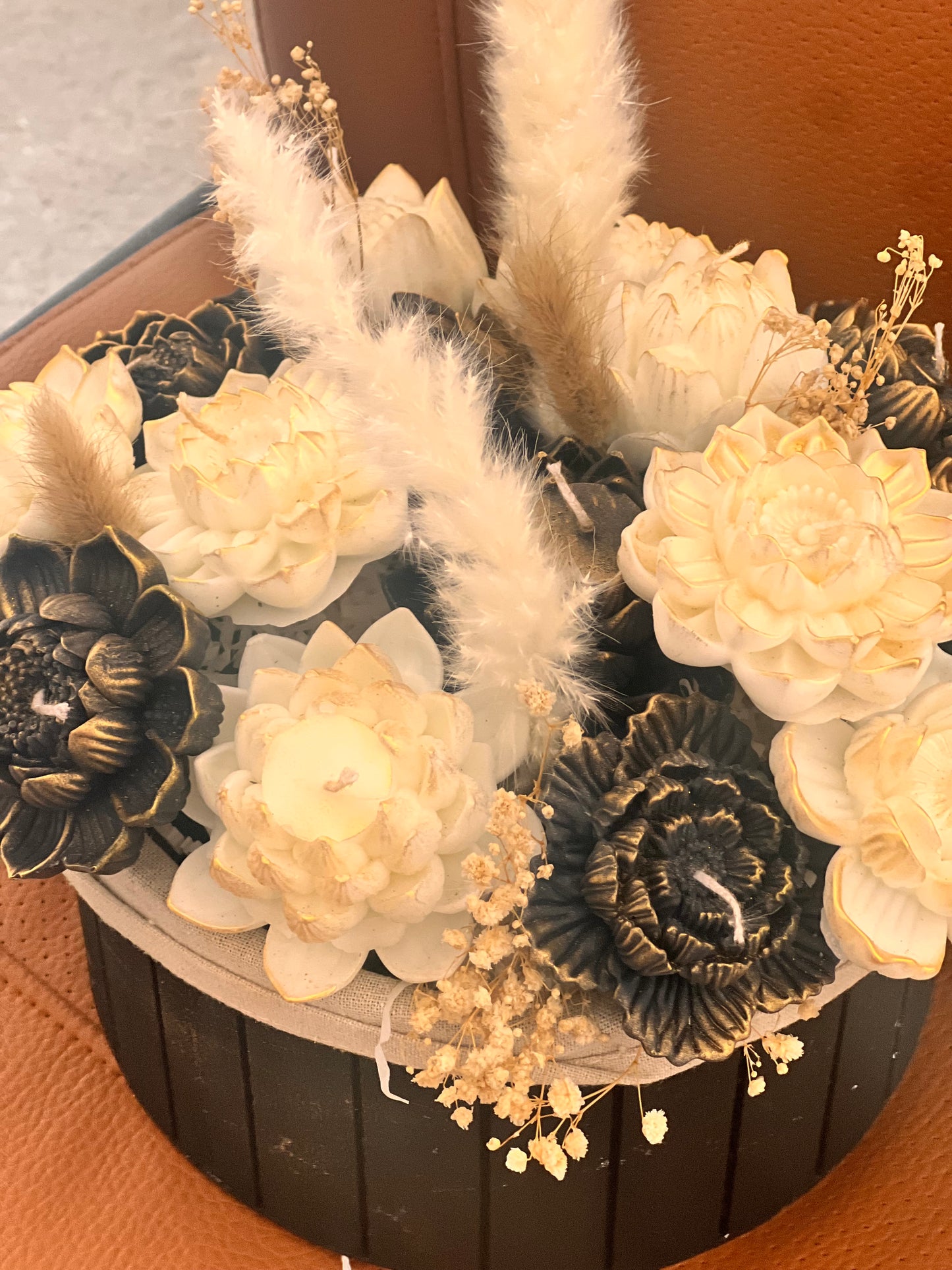 Black and gold candle bouquet