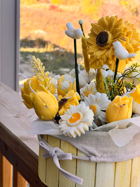 Sunflower candle bouquet